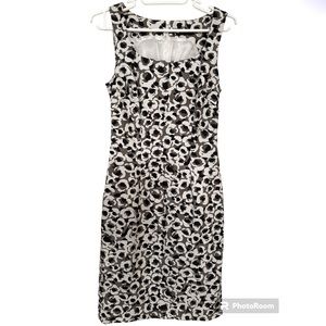 Peserico Dress, White, Black and Taupe, Size 38, US size XXS
